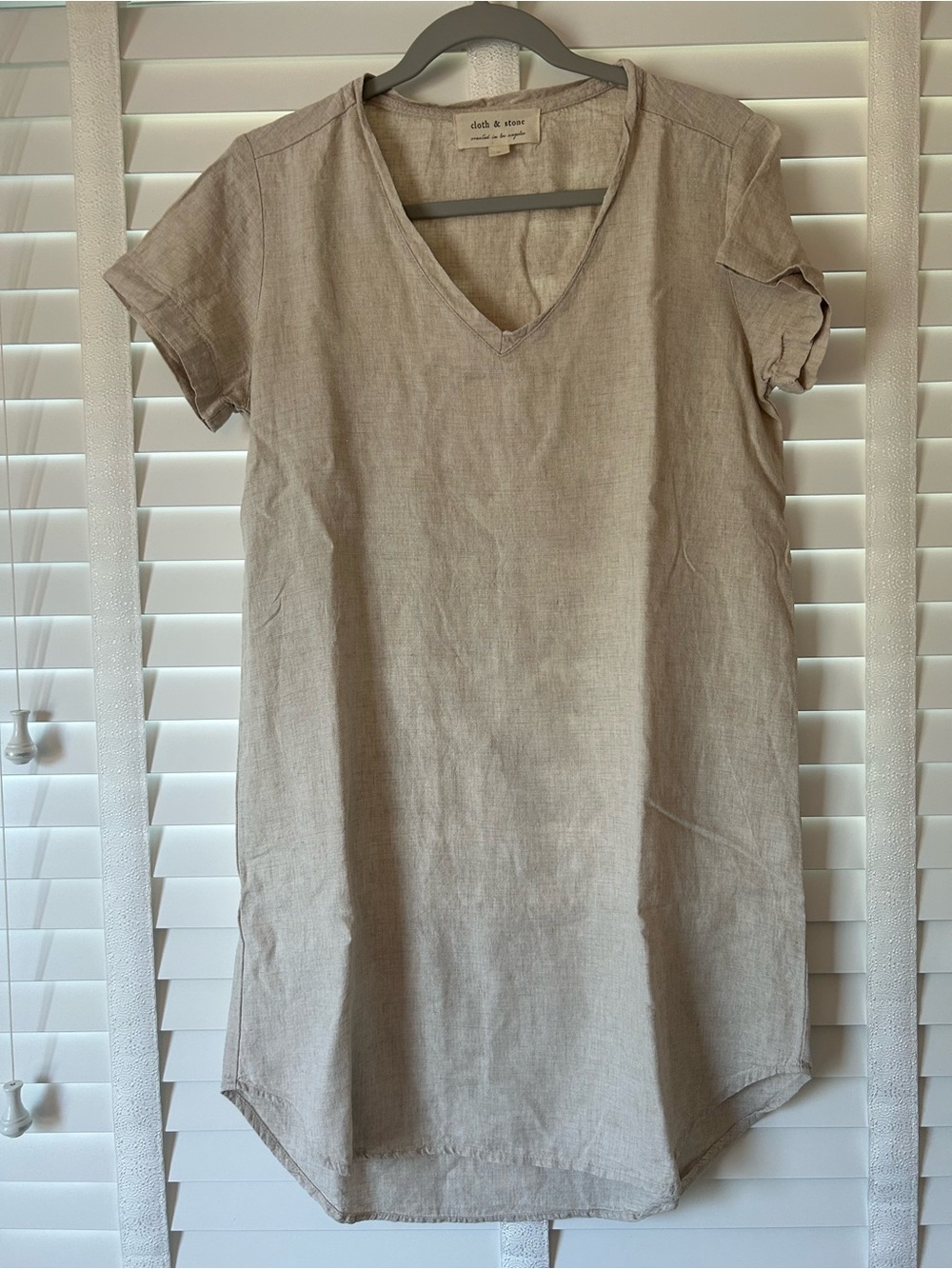 Cloth & Stone Mini Dress Linen Tan Beige Small